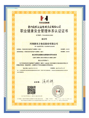職業(yè)健康安全管理體系認(rèn)證證書(shū)